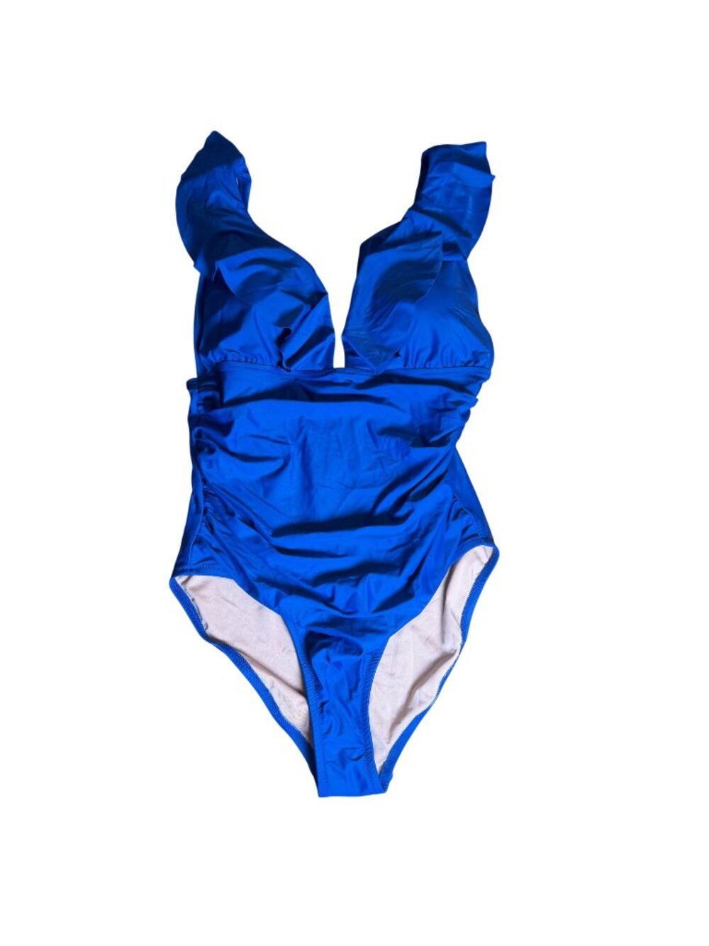 J. Crew BP222 Ruched Ruffle One-Piece Swimsuit Blue Size 14 NWT